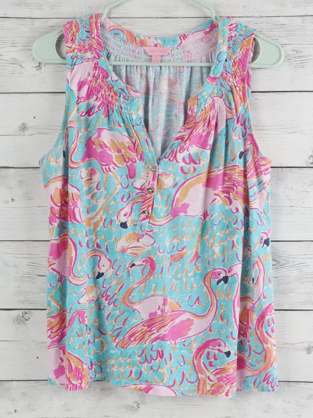 Lilly Pulitzer Essie Women's V-neck Tank Top in the Vibrant "Peel & Eat" Size L